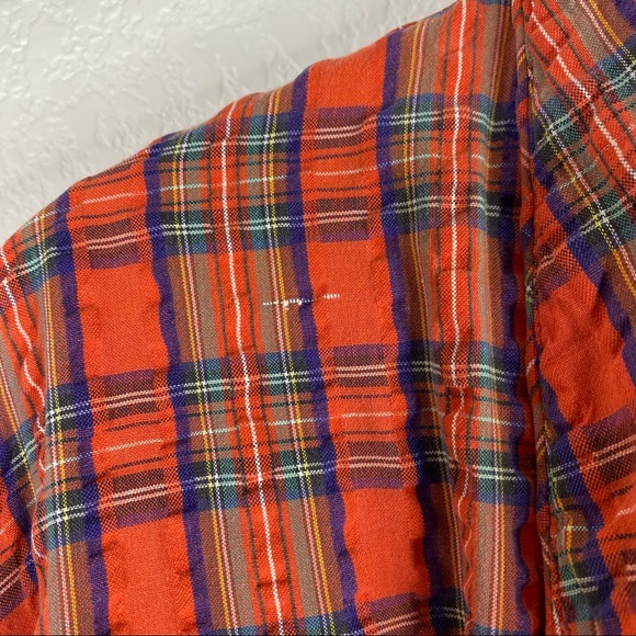 Vintage Christian Dior Red Green and Blue Plaid Robe - Picture 4 of 10